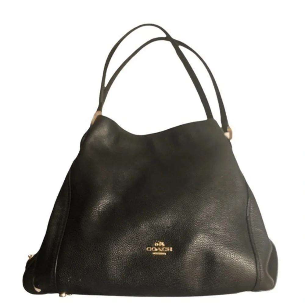 Coach Edie 31 Leather Shoulder Bag Black leather